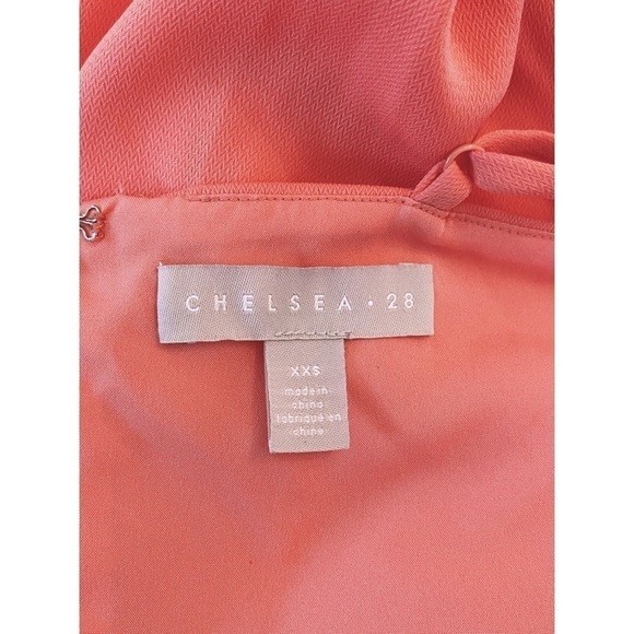 New CHELSEA28 Faux Wrap Dress In Coral Peach Size XXS - Picture 5 of 8